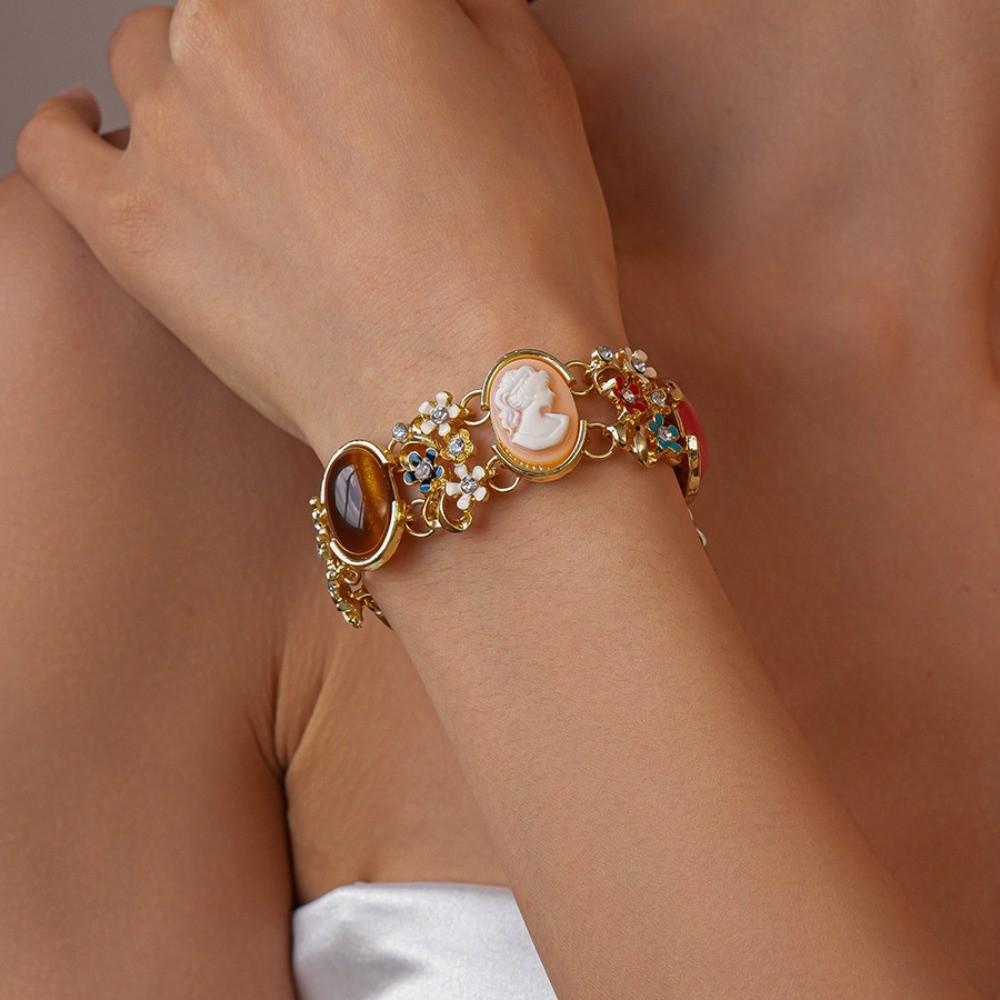 Resin Baroque Bracelet Flower Jewelry Accessories Retro Enamel Bangle Vintage Classic Women's Hand Bracelet Party Dress