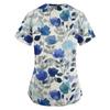 Women's Floral Print Loose Fit V Neck Short Sleeve Medical Scrub Top with Pockets for Healthcare Professionals Lightweight Breathable Fabric