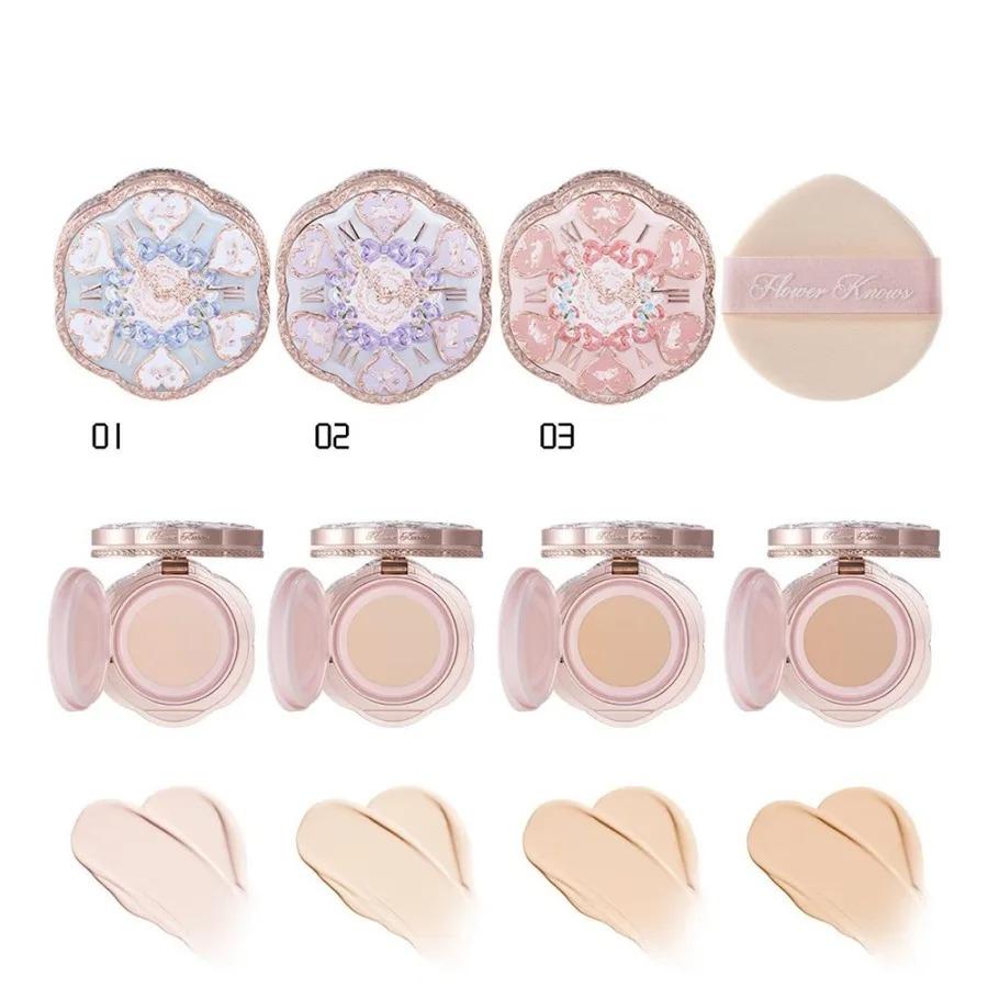 Flowerknows Garden Collection Lip Cream Blush Air Cushion CC Cream Liquid Foundation Eye Shadows Palette Makeup Set 10pcs