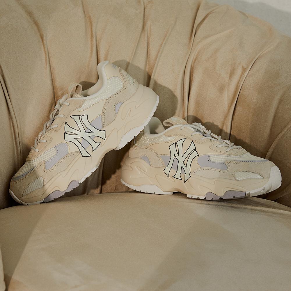 New MLB Big Ball Chunky Lite SD Cushioning Anti Slip Wear Resistant Breathability Low Top Chunky Sneakers Unisex Khaki 3ASHC3S1N-50CRS