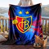 Warm Flannel Blanket FC Basel Pattern, Lightweight Comfortable Throw Blanket for Bed Sofa Use