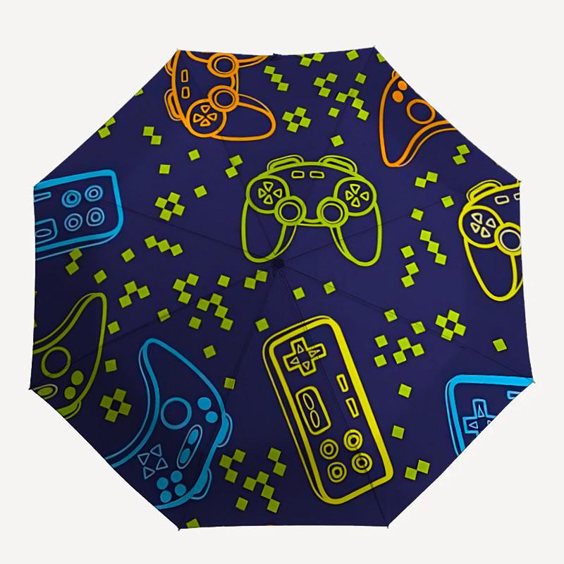 1pc Gamer Pattern Open/Close Folding Umbrella, All- Portable Umbrella for & Men, Stylish Accessory (Holiday Gift) 8-Rib yy251213161