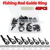 40Pz Anelli Guide Anelli Punta Anelli Passafilo Rod Rod Kit di Riparazione Anelli Occhiello Misto Misura Accessori da Pesca in Acciaio Inossidabile
