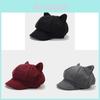 Cat Ear Hat For Women Autumn Winter Wool Blend Retro Octagon Cap With Sun Protection