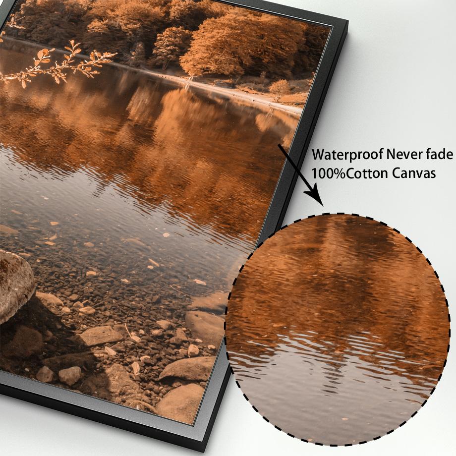 Autumn Mountain Road Lake Deer Forest Leaves Wall Art Print Canvas Painting Nordic Poster Wall Pictures For Living Room Decor