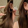 Vintage Yadan style autumn and winter Maillard drop glaze square earrings women's fashion earrings circle earrings show face small stud earrings