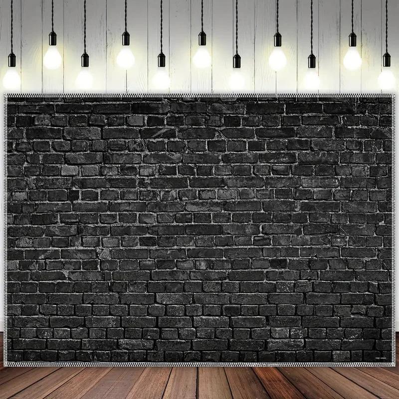 1 Piece, 2D Flat, Black Brick Wall Background: Elevate the Style of Birthday Parties and Photo Booths - Horror Party Background,