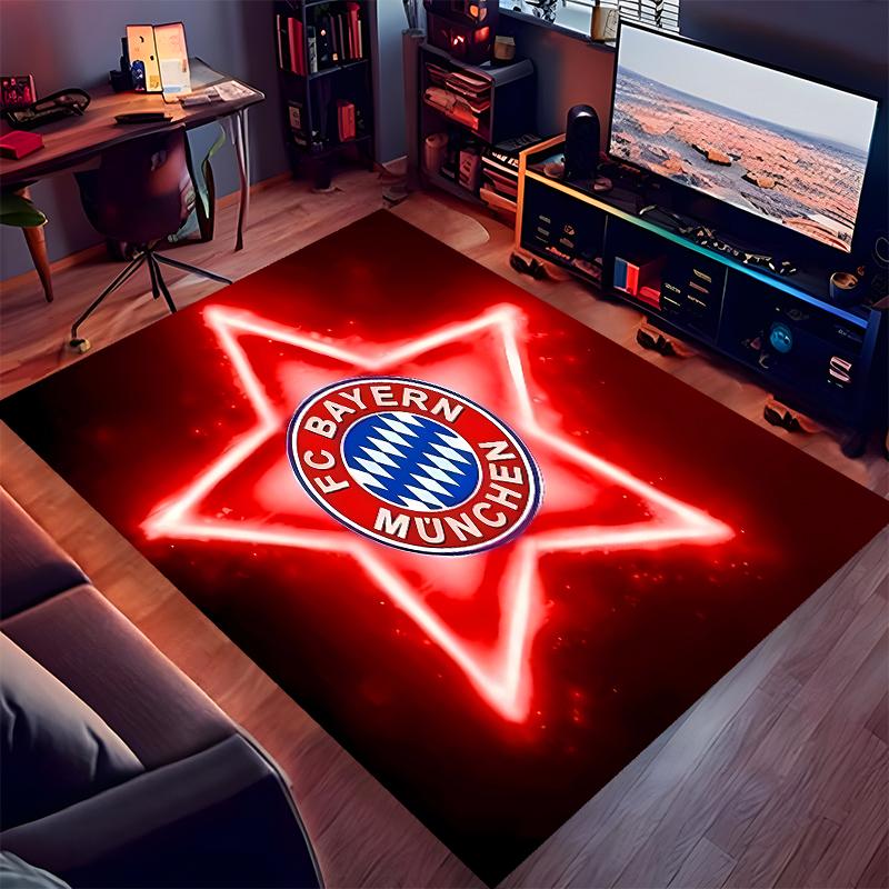 1pc FC Bayern München logo Print Area Rug - Soft,Washable Non-Slip Indoor Mat for Office Chairs,Living Room,Home Office Decorative Rug