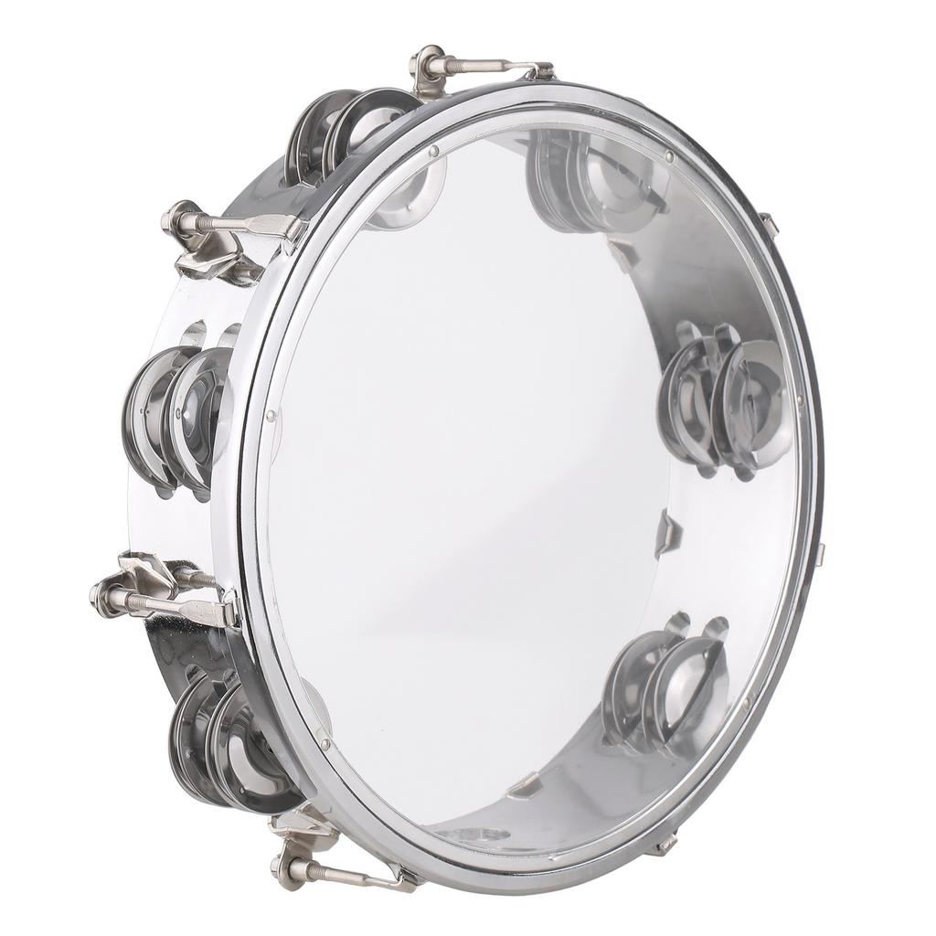 8inch Tambourine Handbell Hand Drum with Double Row Jingles Musical Percussion Instrument