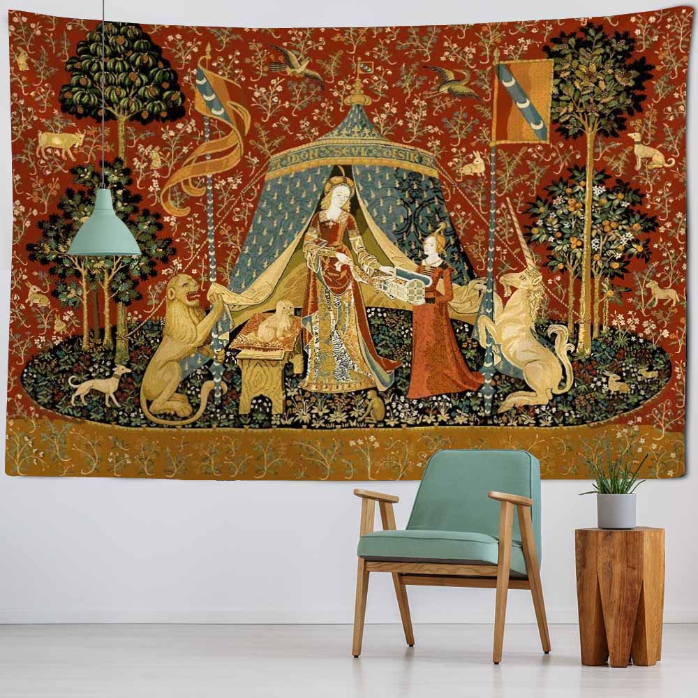Vintage Art Painting Tapestry Wall Hanging Beach Mat Yoga Mat Sheet Home Decor Plant Animal Art Background Cloth Room Wall Decor