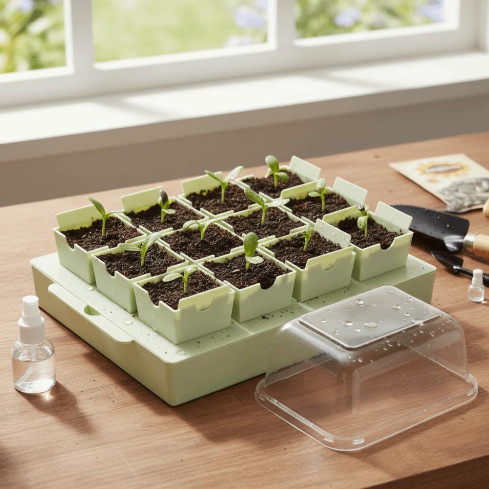 9 Deep Cells Seed Starter Tray Extra-Thick Gardening Tool Germination Kit  Outdoor Garden