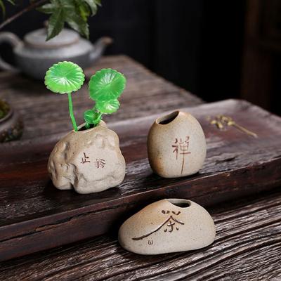 Handmade Stone Shape Vase Ceramic Desktop Small Vase Creative Ceramic Zen Hydroponic Vase  Office