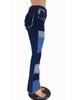 2025 Autumn Color Block Patchwork High Waist Flared Women's Denim Pants