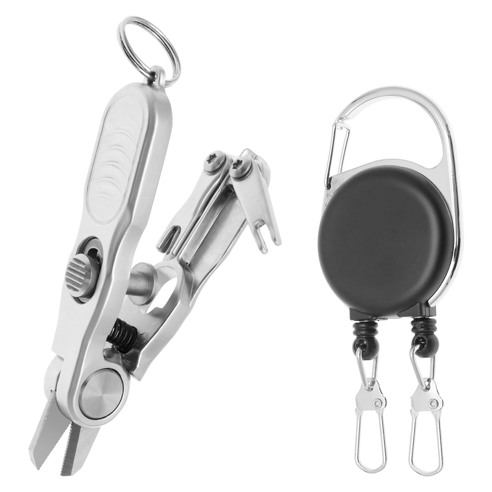 

3 in 1 Fishing Line Cutter Stainless Steel Fly Fishing Nippers Knot Tying Tool with Retractors for Nylon and Braided Lines срібний