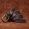 Thickened Genuine Leather Top Layer Cowhide Belt Men's Copper Buckle Rough Edge Fur Bottom Retro Washed Belt