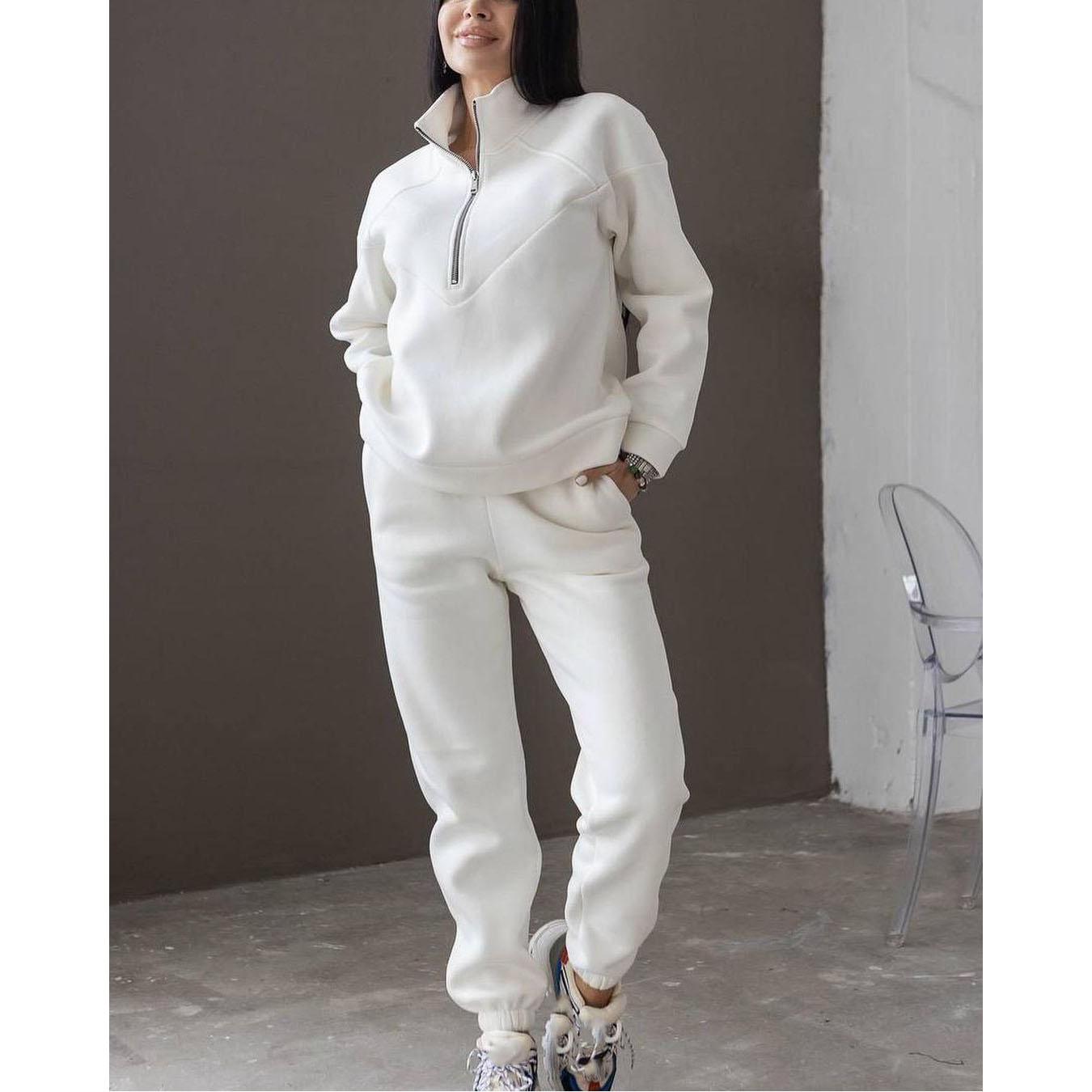 

Модный повседневный худи-комплект, флисовый пуловер, повседневный свитшот XXS белый