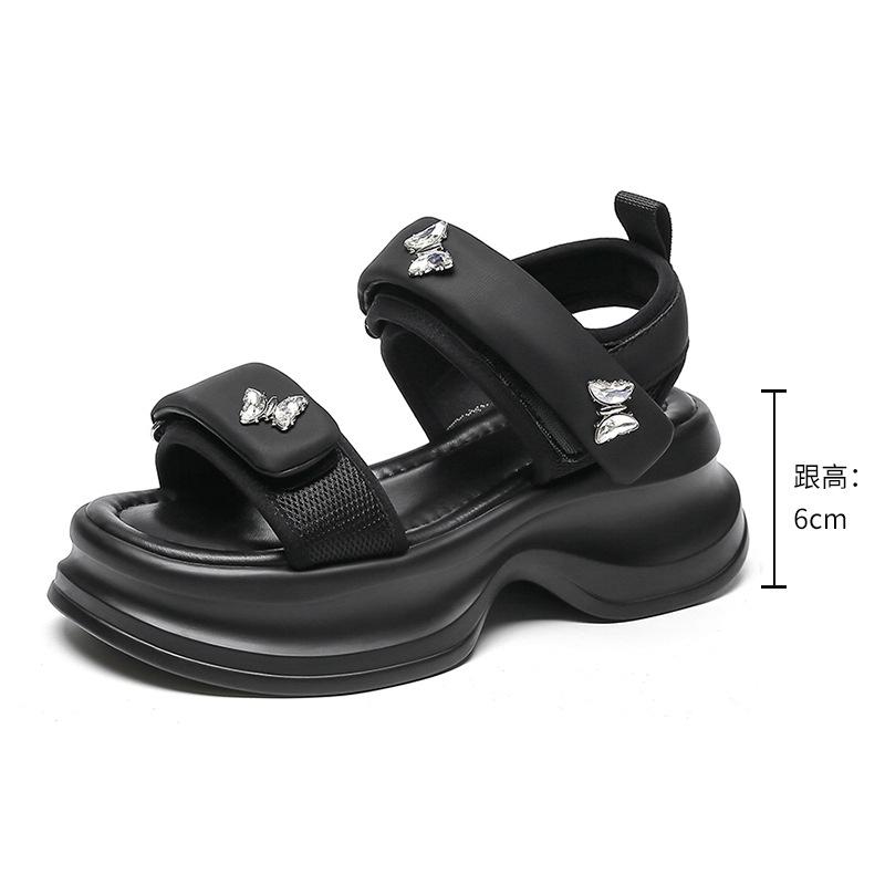2025 New Summer Platform Sandals Women Wear Comfortable Velcro High-heeled Sports Sandals Soft Sole Not Tired Feet