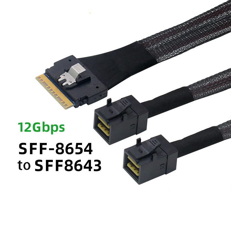 Server Array Card Splitter Cable Slim SAS SFF8654 8i 74PIN Host To 2 Mini SFF8643 4i HD36PIN Target 12Gbps Router Wire Converter