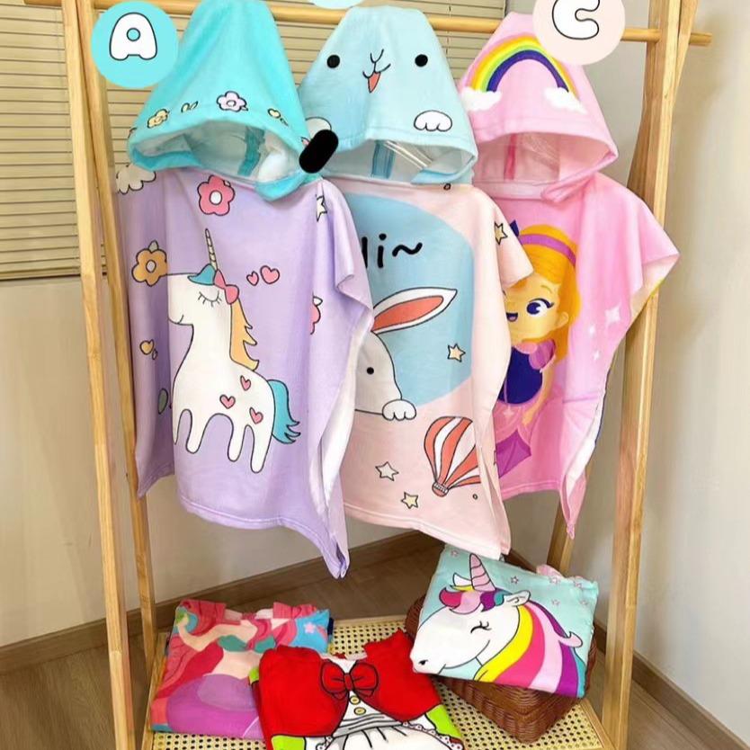 Adorable Cartoon Baby Bath Poncho - Soft, Skin-Friendly, Non-Shedding, Quick-Dry, Absorbent Towel