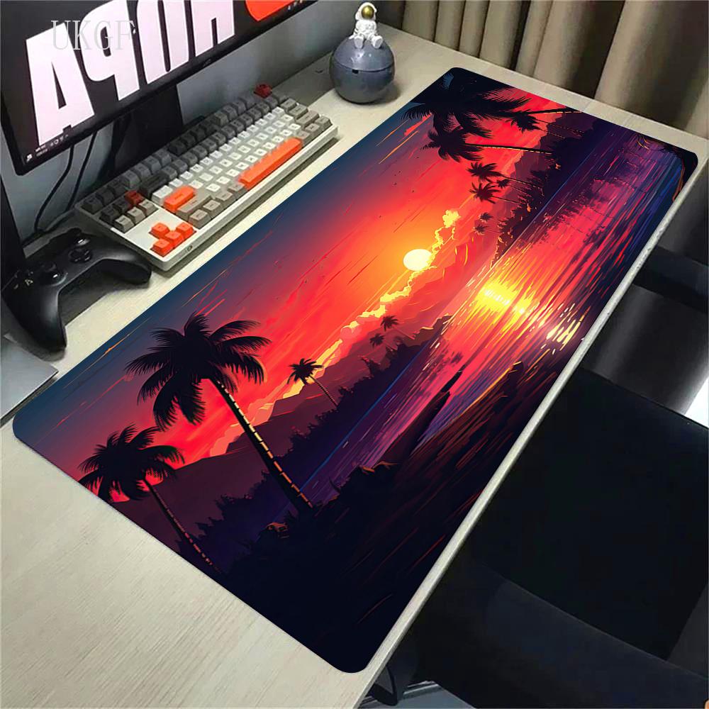 Alfombrilla de Ratón de Goma Impresión HD 900x400 Paisaje Montaña Atardecer Alfombrilla de Ratón Cartoon XXL Alfombrilla de Ratón Extendida Alfombra Antideslizante para PC
