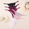 Temu Low-Rise Lace Trim Solid Color Sheer Sexy Thong for Women
