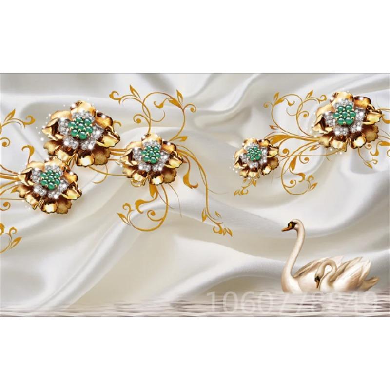 Wallpaper 3d European Fashion Golden Jewelry Flowers Mural Luxury Living Room Tv Background Wall Home Mural