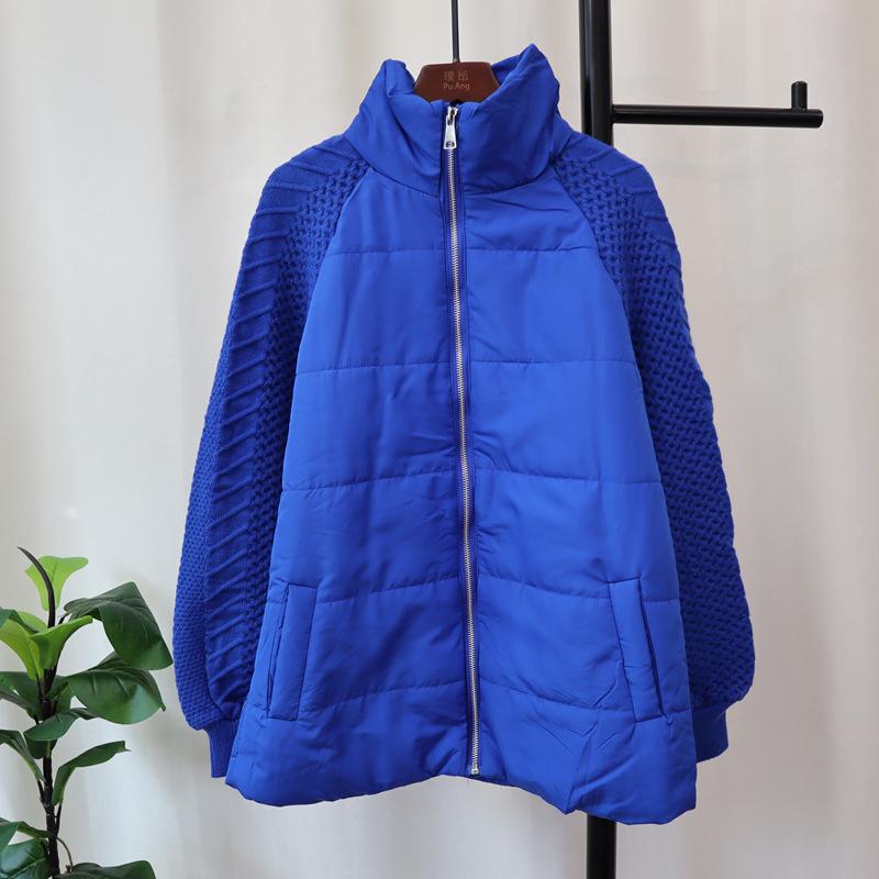 

Хлопковая куртка-свитер на молнии, осенне-зимняя новинка, утолщенная, свободного кроя, с темпераментом, вязаный кардиган для женщин one size fits all синий