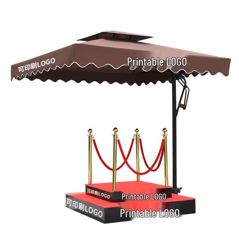 Outdoor Square Sun Umbrella with Double-Layer Platform for Guard Posts