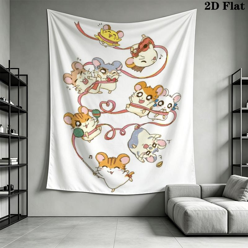 Hamtaro Wall Tapestry Aesthetic Wall Hanging Printed Fabric Blanket Decorative Tapestries for Bedroom Living Room Home Decor