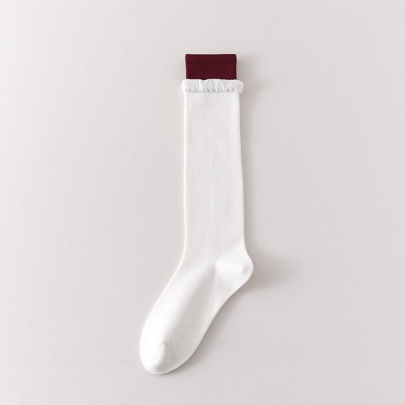 

5pair Korean Stockings Children S Double Luo Mouth Bud Contrasting Color Medium Tube Stacking Socks Women S Japanese Jk Calf Socks Boneless Socks One size fits all белый