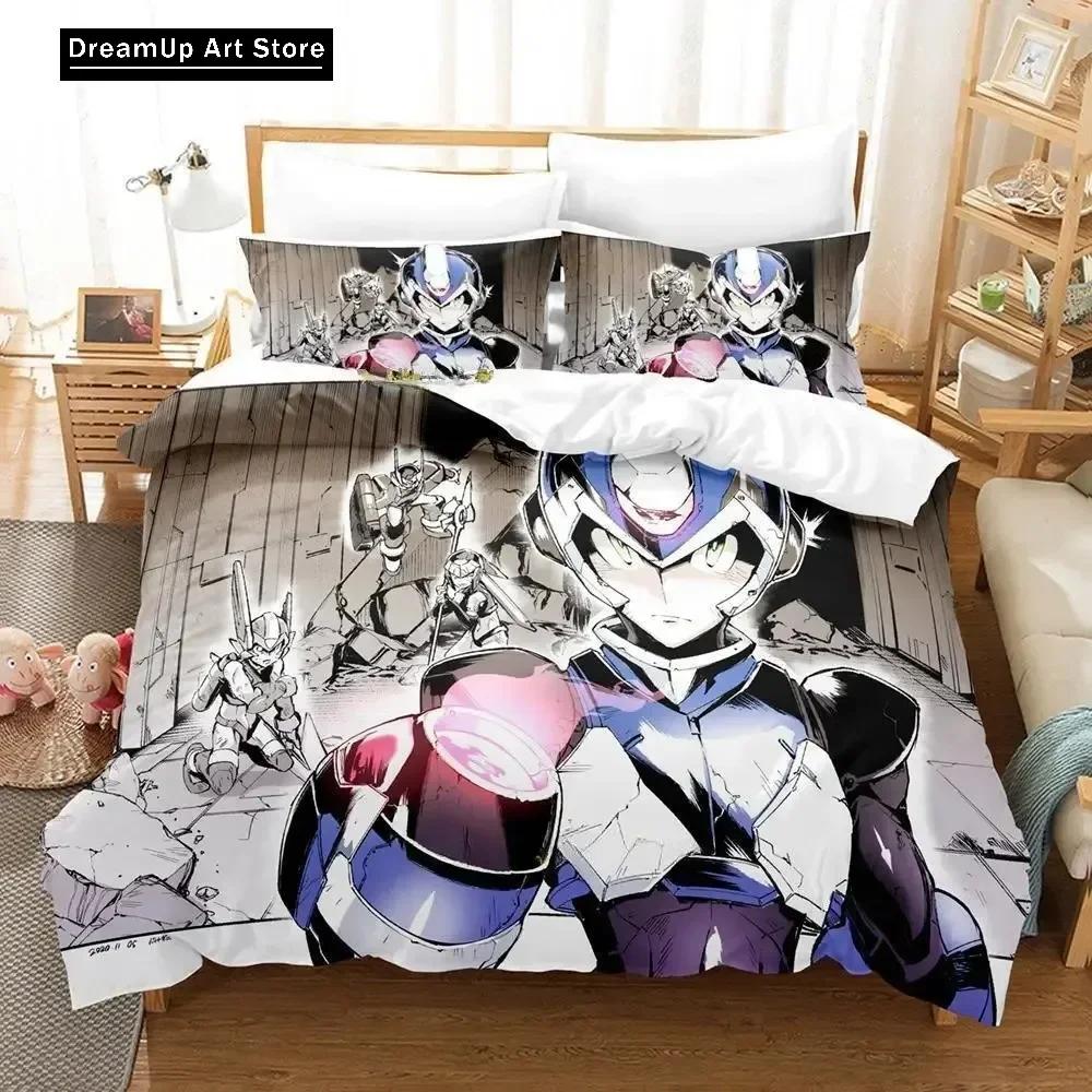 3D Print Fashion Anime Mega Man X DiVE Bedding Set Boys Girls Twin Queen Full Size Duvet Cover Pillowcase Bed Adult Bedroom