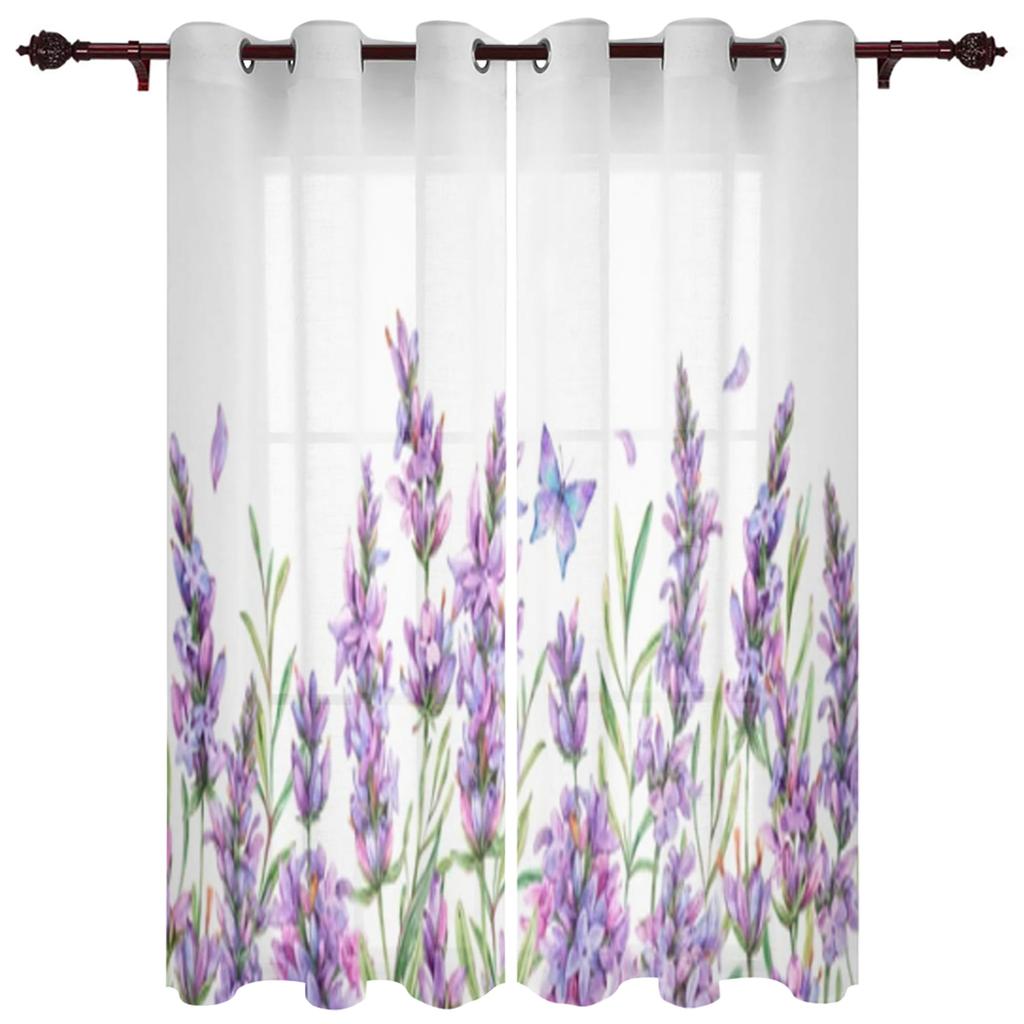 Bedroom Kitchen Curtains Lavender Plant Flowers Curtain Living Room Decoration Items Window Curtains for Living Room
