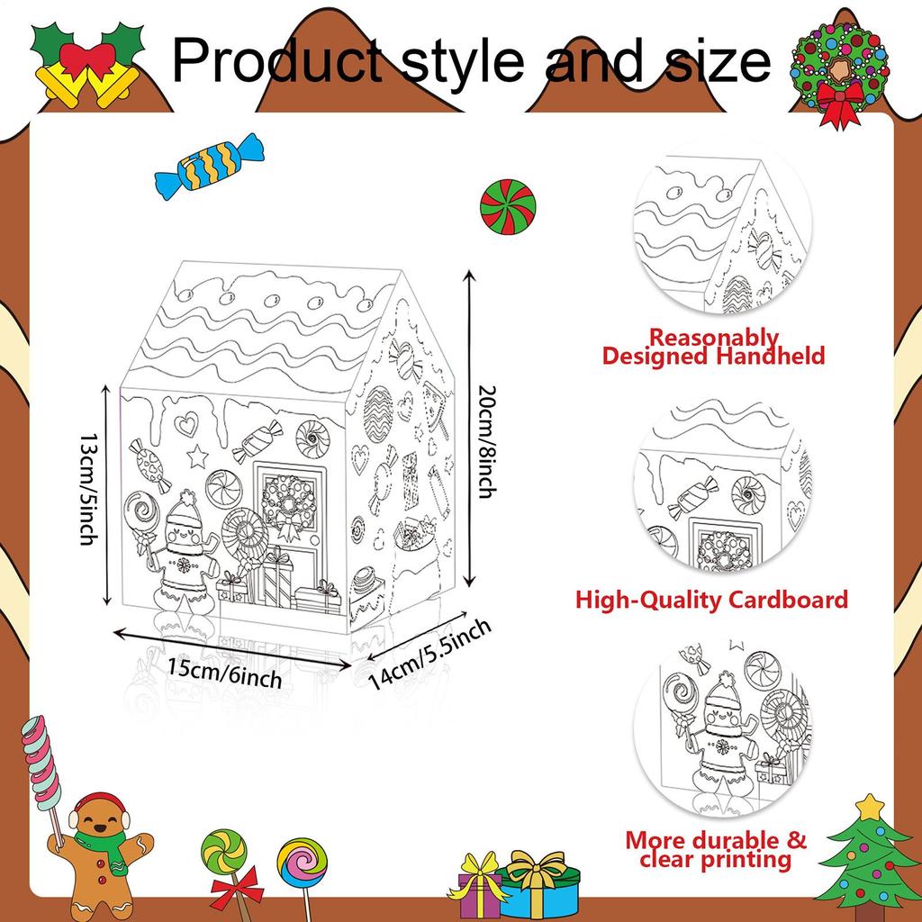 12pcs Christmas Paper Colored Houses DIY Handmade Colored Cardboard Houses Holiday Party Gifts For Teens Girls boys