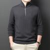 Men'S Top Half Zipper Stand-Up Collar Long-Sleeved T-Shirt Polo Shirt Casual Sweater Top