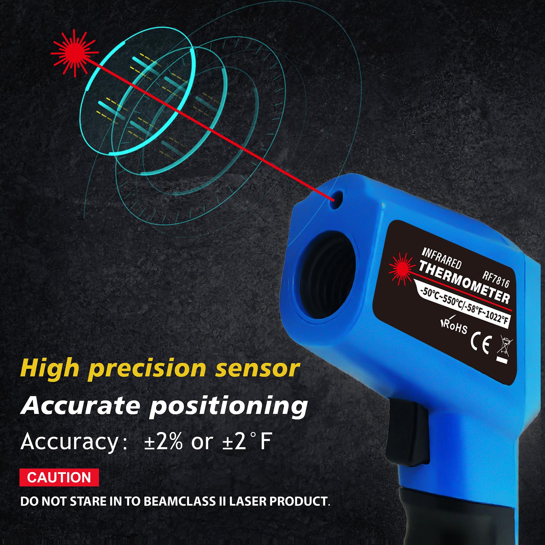 

ЖК Промышленный Электронный Термометр Бесконтактный -50~550°C Цифровой Лазерный Измеритель Температуры Пистолет Лазерная Точка Инфракрасный Термометр