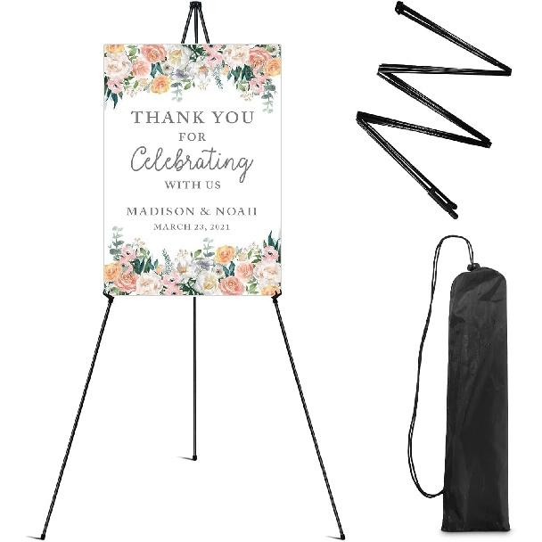 RRFTOK Easel Stand for Sign,63'' Instant Lightweight Portable Ground Easel for Wedding Sign and Poster Display Stand, Metal Tripod with Portable