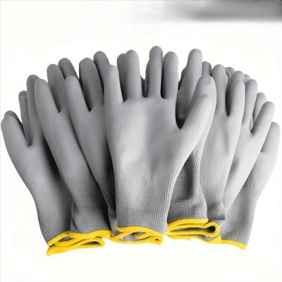Guanti grigi antiscivolo resistenti con polsino in maglia confortevole per giardinaggio, edilizia, falegnameria e riparazione auto
