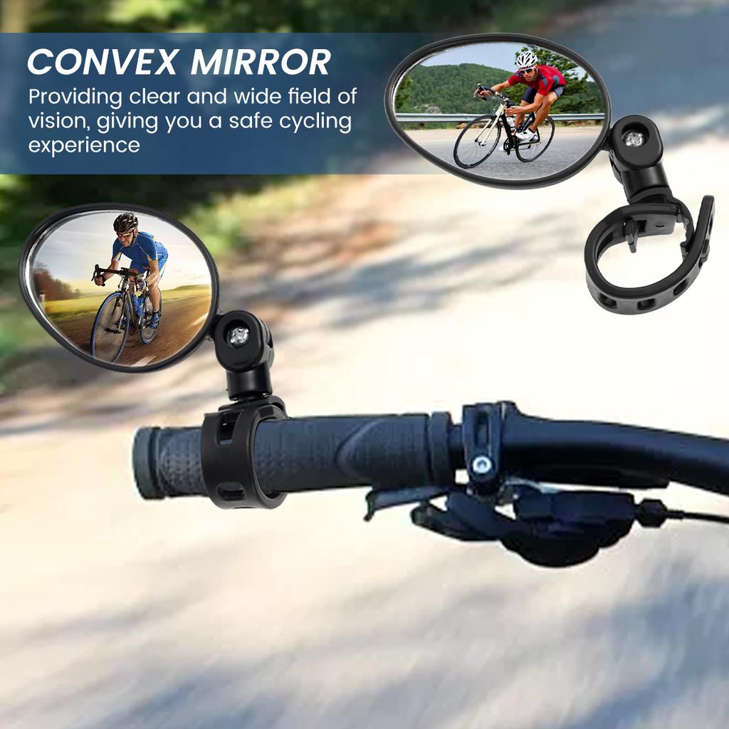 2Pc Bike Mirror Bike Rear View Mirrors Breakage-Proof Adjustable Bicycle Mirror 360° Rotation Bicycle Handlebar Rear View Mirror
