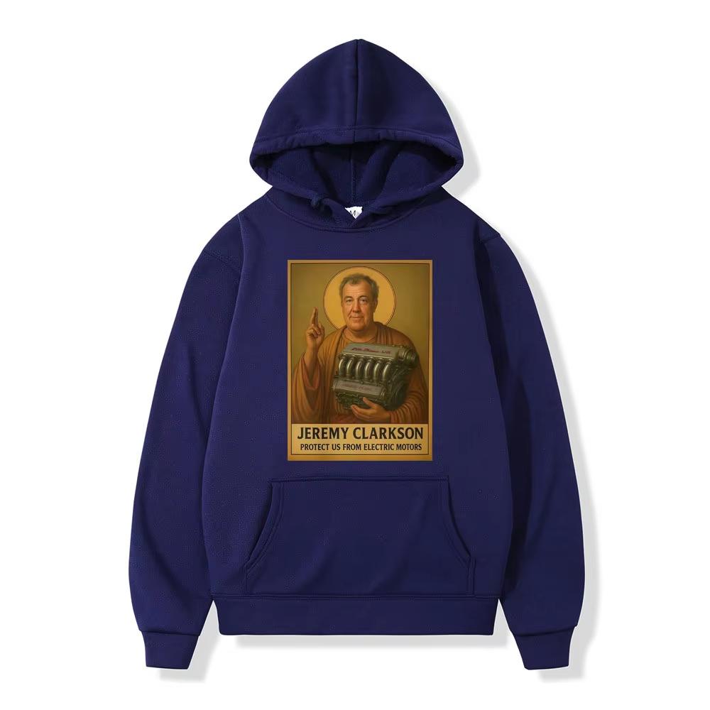 Jeremy Clarkson Protect Us From Electric Motors Men Hoodies Top Gear Funny Meme Graphic Sweatshirt Fashion Loose Pullover