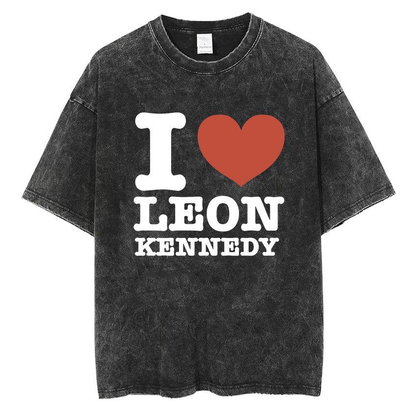 Vintage Washed Leon S Kennedy Resident Evil 4 T-Shirt Men And Women