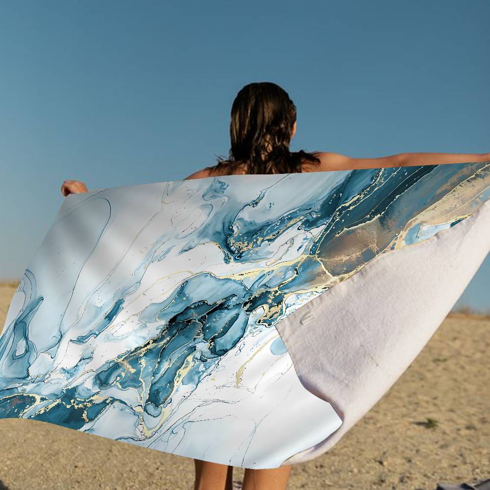 Stylish Marble Anime Beach Swimming Towel Soft Absorbent Washcloth Children's Gifts For Kids Travel Camping Gym