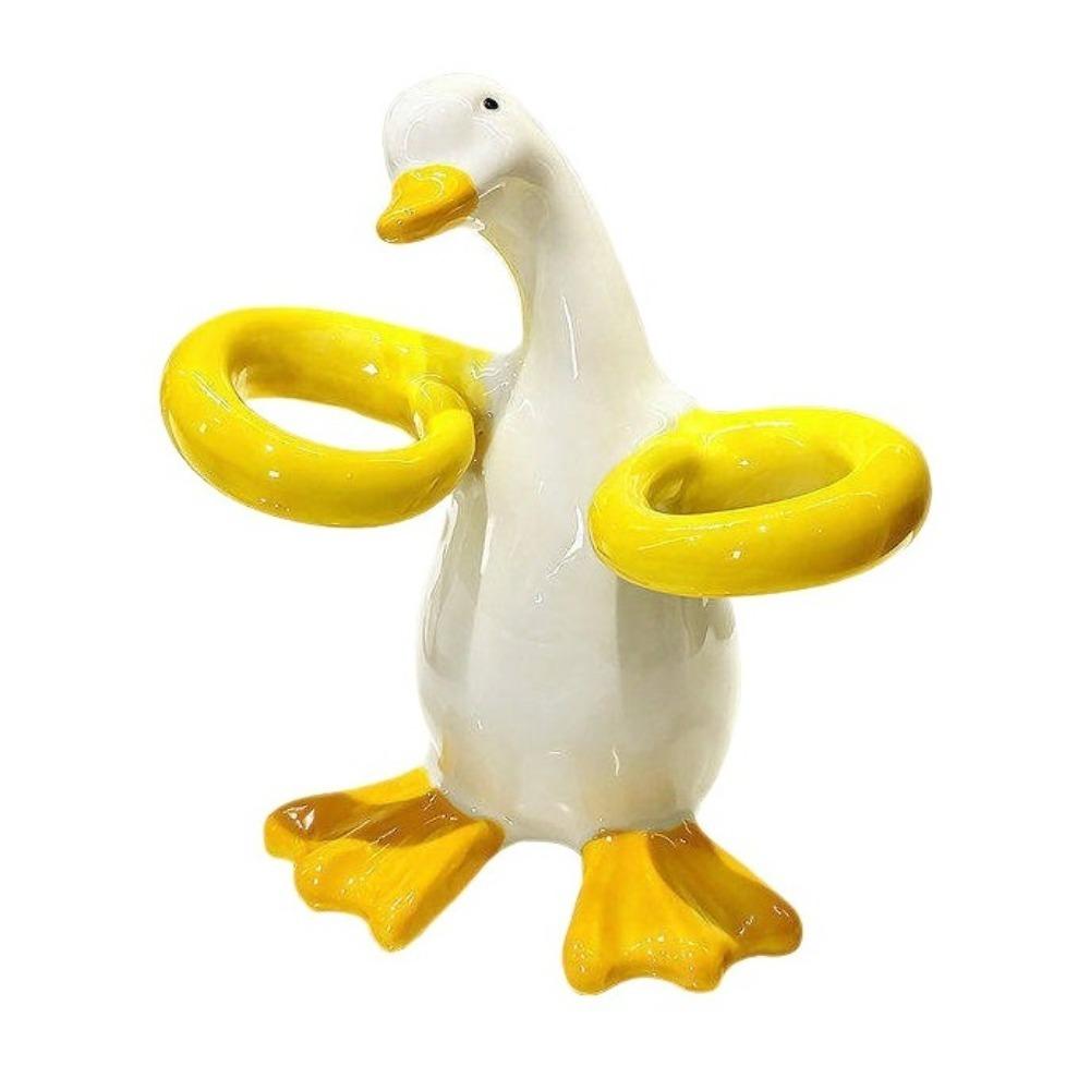 Duck-Shaped Toothpaste Toothbrush Rack Ceramic Makeup Brush Shelf Home Decor