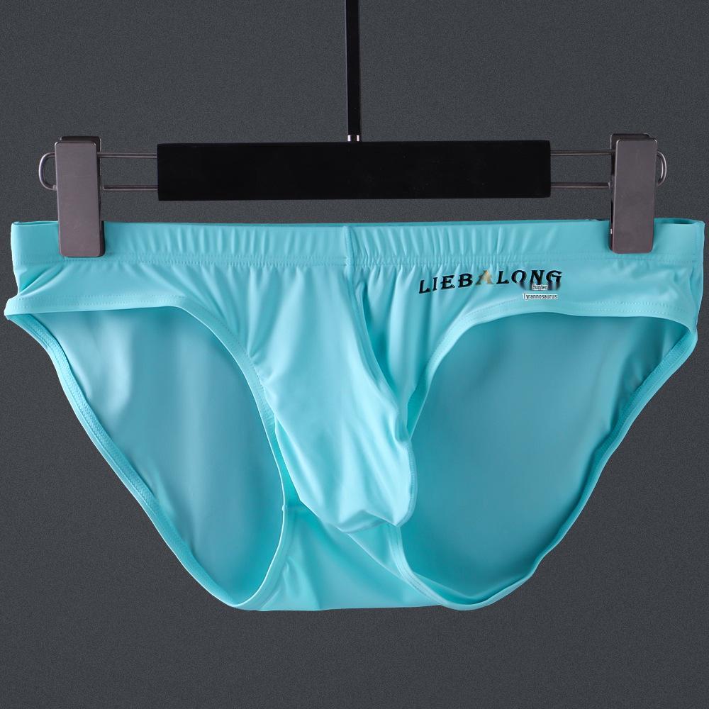 Men's Low Waist Ice Silk Triangle Briefs - Sexy, Thin Style with Bulge Pouch for Trendy Young Men