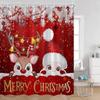 Santa Claus Christmas Red Shower Curtain Happy New Year Gifts Deer Bathroom Decor Winter Holiday Polyester Fabric Bath Curtain