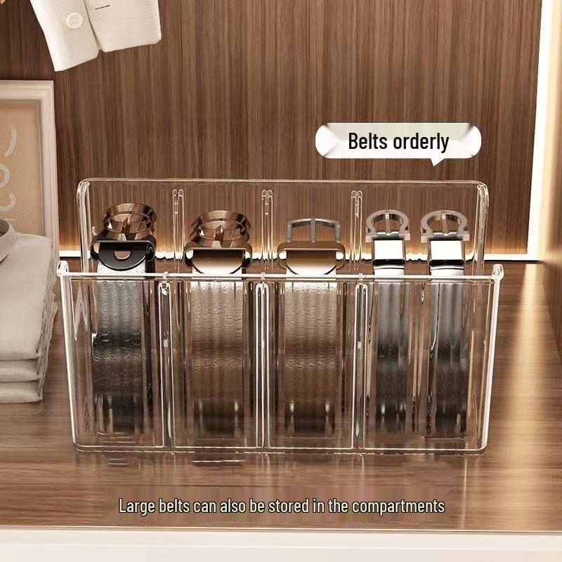 Acrylic Men's Belt Organizer: Transparent Tie and Waistband Storage Box
