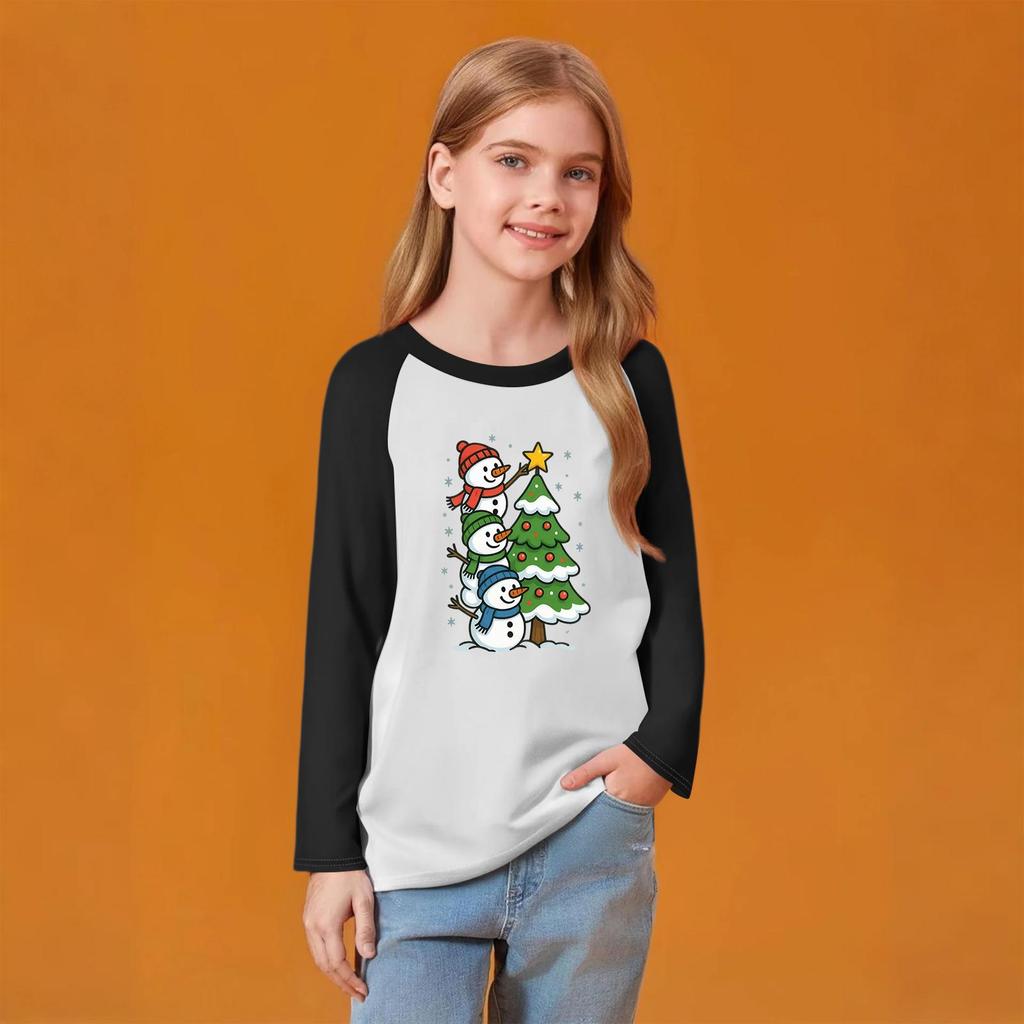 Modisches bequemes Kinder-Weihnachtspullover-Oberteil mit Rundhalsausschnitt und langen Ärmeln