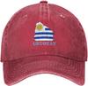Uruguay Map Flag Vintage Denim Baseball Cap Distressed Twill Casual Adjustable Hat