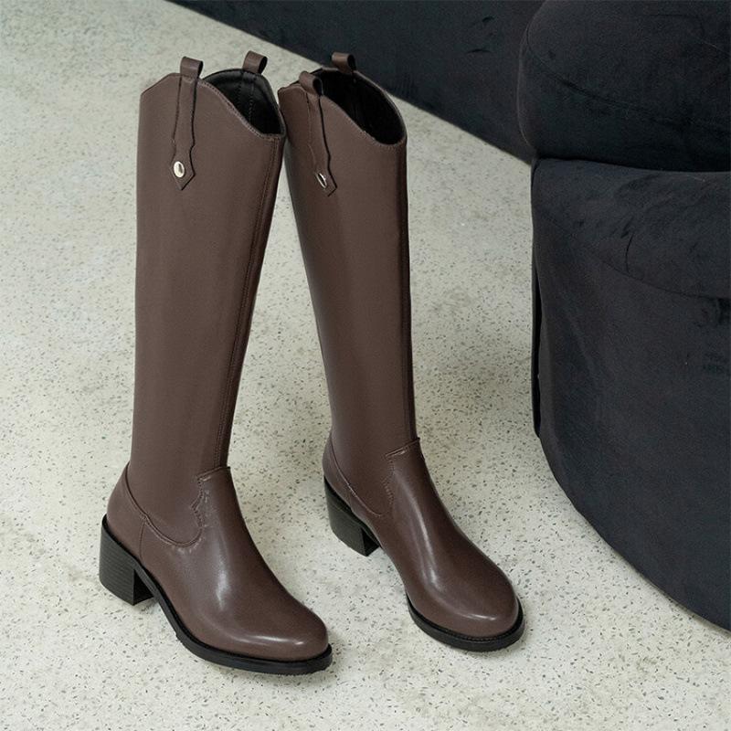 Spring and Autumn fashion high boots non-slip rubber platform heel comfortable women's boots European and American side with zipper fashion boots
