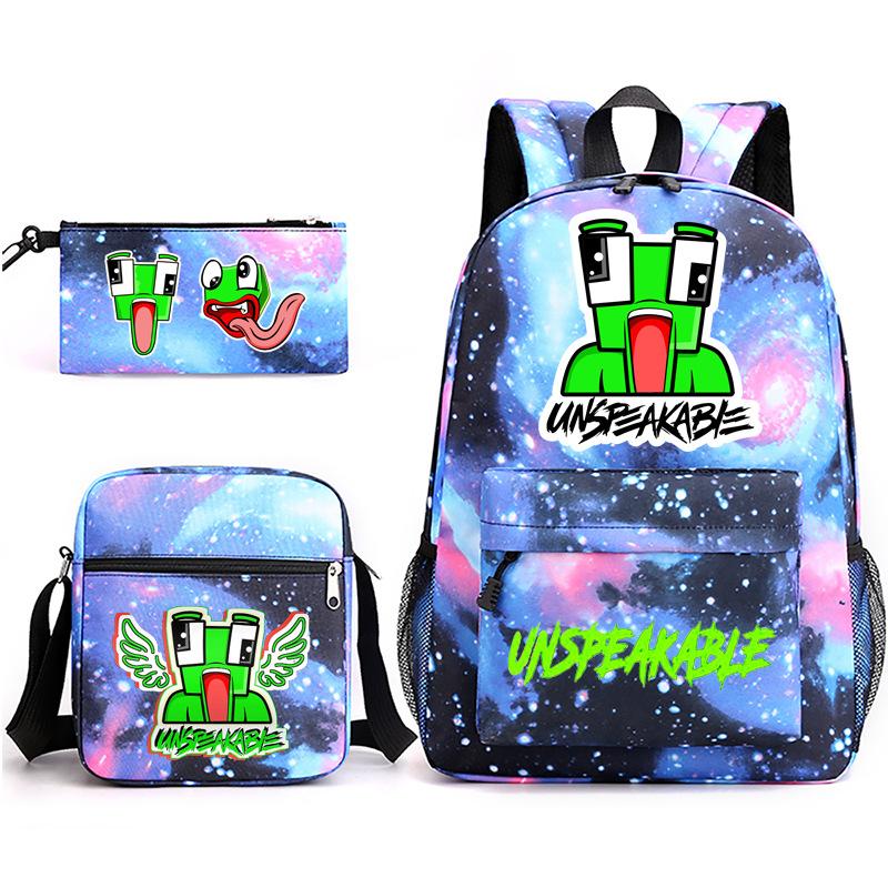 Zaino Inspeakable Set da 3 Pezzi, Zaino Studente di Grande Capacità con Borsa Pranzo e Astuccio, Resistente all'Acqua, Durevole