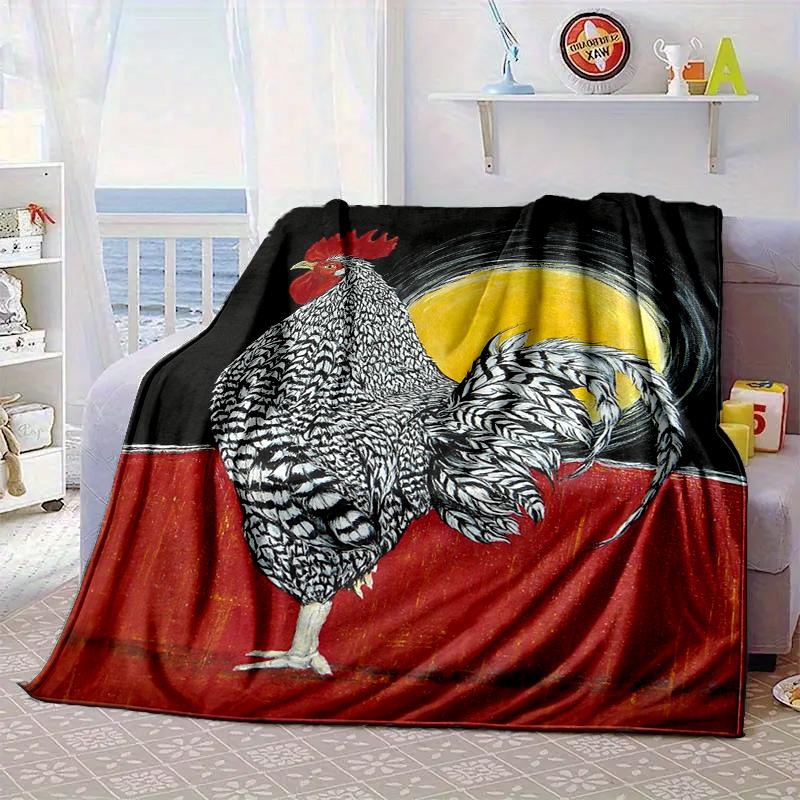 Hahn Im Vintage-Garten Decke Flanelldecke Überwurfdecke Sofabezug Decke Weiche Premium-Decke Picknickdecke Fernsehendecke Geschenke